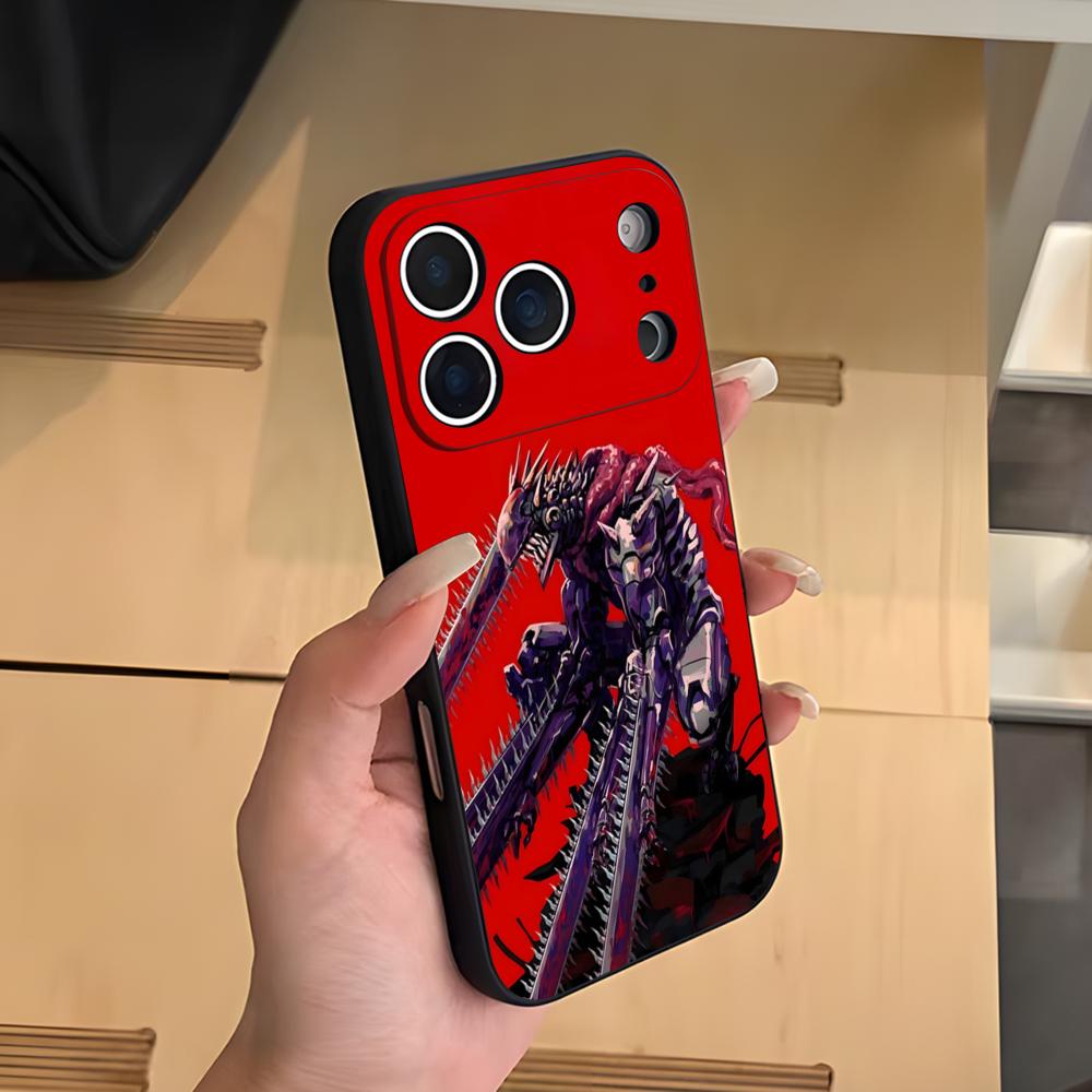 Аниме Человек-бензопила Чехол для телефона For IPhone 17 Air 16 E Pro Max 15 14 13 Mini 12 Pro 11 Max Plus Черный Мягкий чехол