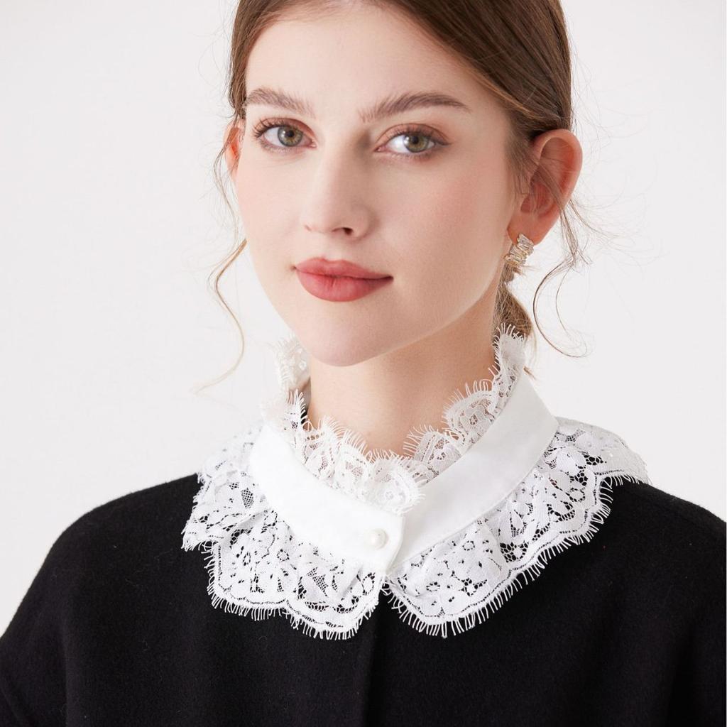 Fashion Lace Floral Embroidery Fake Collar for Women's Suit Removable Detachable Collar Decorative Collar Clothes Accessories