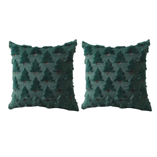 2 шт. Наволочки для декоративных подушек с рисунком рождественской елки, мягкие плюшевые рождественские наволочки, моющиеся декоративные наволочки для дивана-кровати