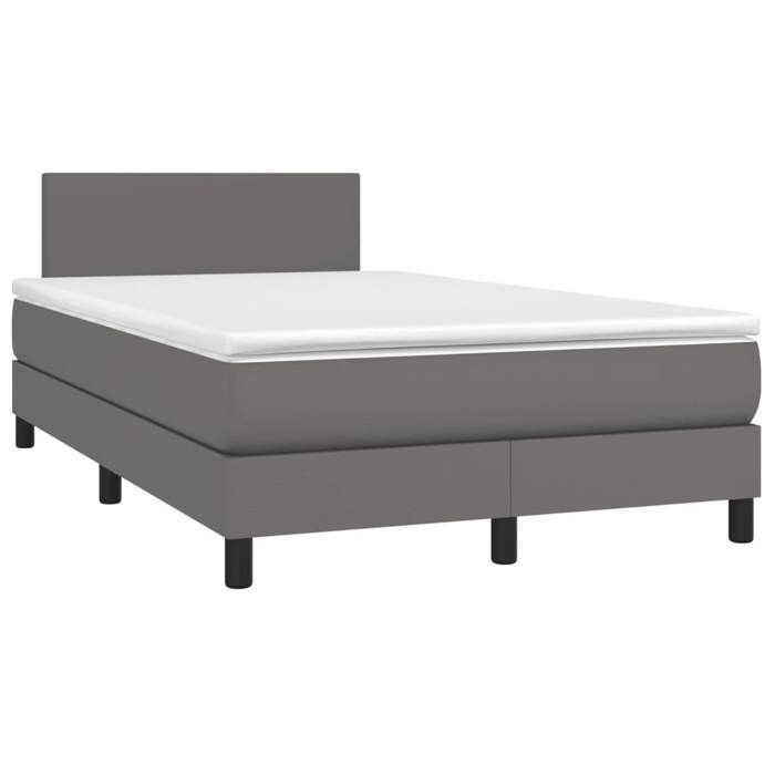 3140997 vidaXL Divan Bed with Mattress Grey 120x200 Cm Faux Leather