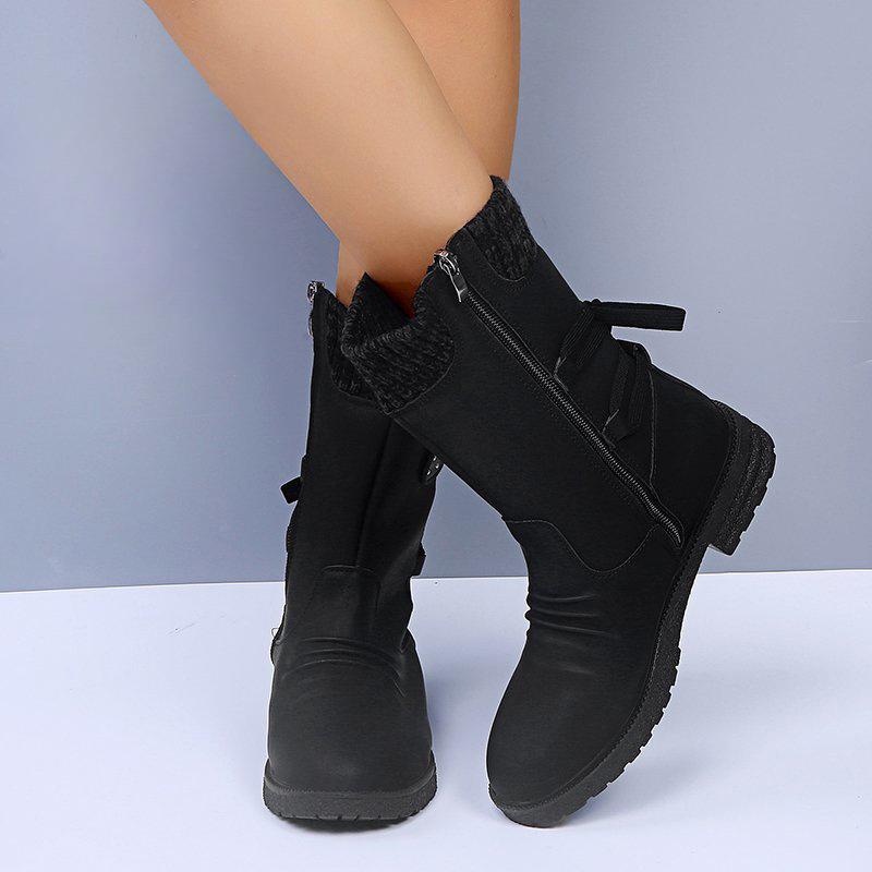 Мода 2024 года женские сапоги до середины голени вязаные женские сапоги на платформе флокированные летние туфли женские туфли ретро сапоги новые Botines Para Mujeres