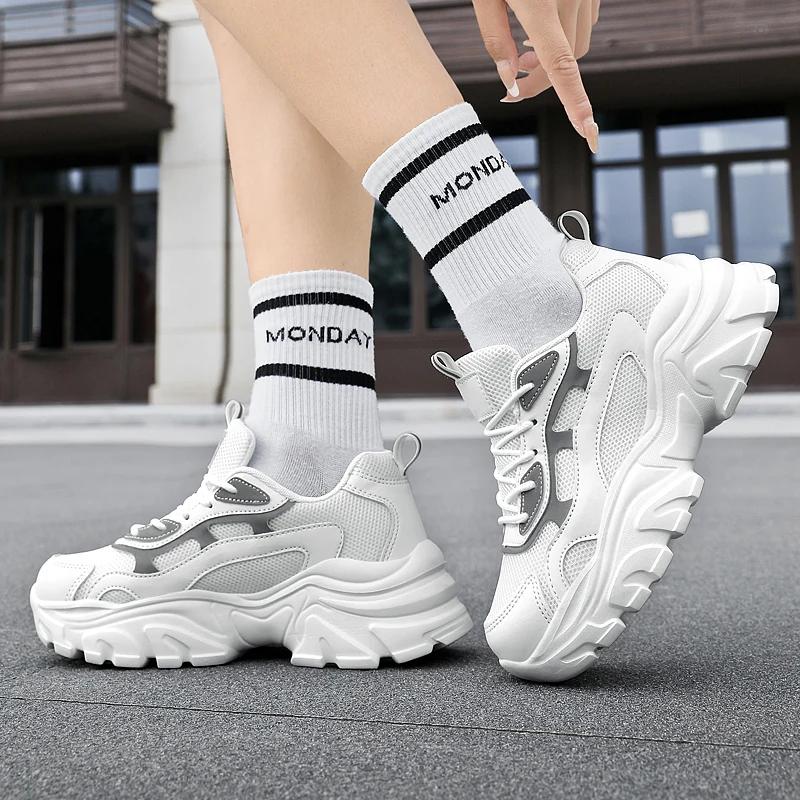 2025 New Women's Platform Light Sports Shoes Breathable Mesh Shoes Increase Men's Sports Casual Shoes Couple Travel Shoes