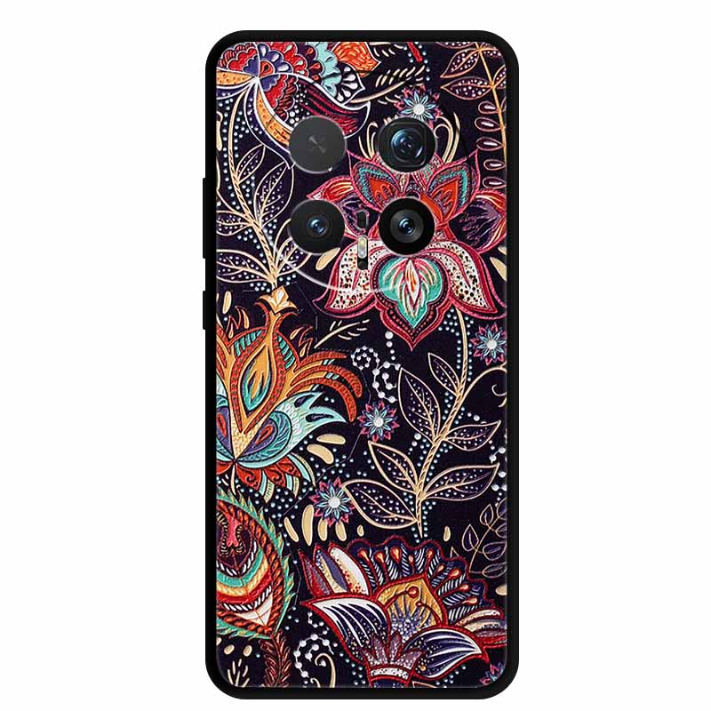 6.71" Чехол для Honor Magic8 Pro 5G, 3D тиснение, рельефный цветок, черный силикон, мягкая задняя крышка, чехол-оболочка для Honor Magic 8 Pro