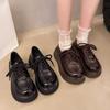 Британский стиль туфли на платформе женские шнурки весна 2025 новый ретро универсальный повседневный увеличивающий рост туфли-бублики одинарные женские