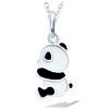 [R1670] - Silver Pendant 'Panda' Black White Silver (rhodium) - 12x7mm