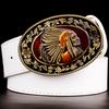 Коренной американец Мужчина Племя Миф Металлическая Пряжка Кожаный Ремень Мужской Женский Джинсы Поясная Лента Повседневная Носка Уличный Повседневный Брюки