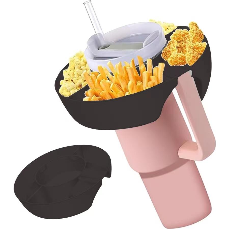 Миска для закусок для Stanley Cup Силиконовый поднос для закусок, совместимый со стаканом Stanley Cup Quencher 1.0/2.0 40 унций с ручкой