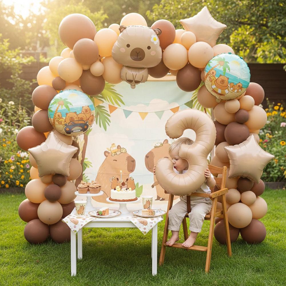7pcs Cartoon Capybara Aluminium Film Balloon Set Cute Kapibala Children Birthday Party Decors Supplies Baby Shower Air Globos