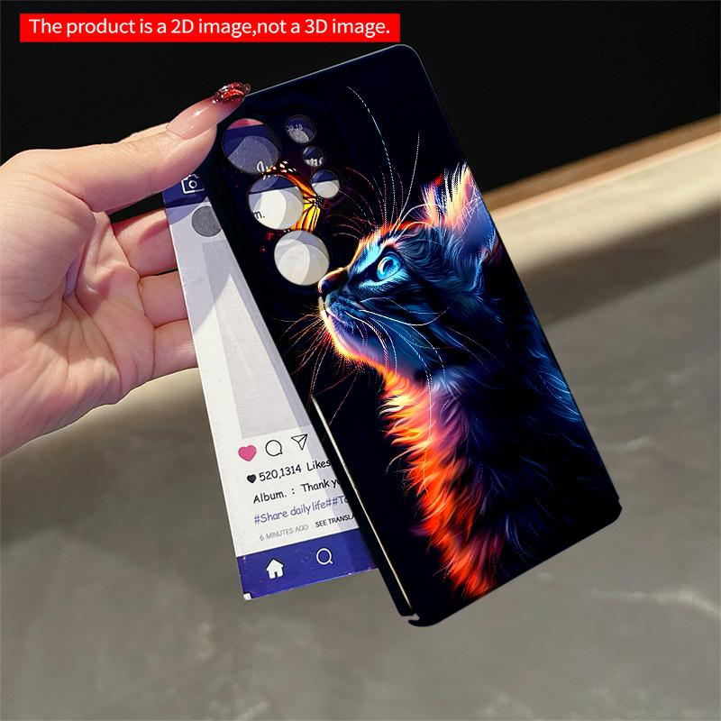 2DFlat Samsung phone case Glowing Cat & Butterfly Art Phone Case Applicable to Galaxy S23 S24 S25ULTRA S26 A12 A14 A15 A16 A54 A55