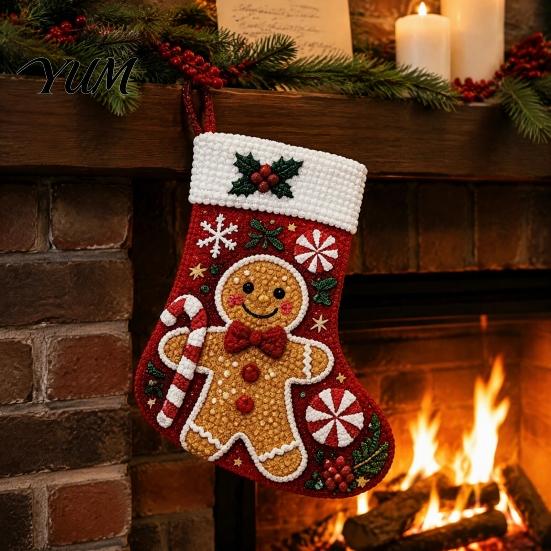 DIY Holiday Craft Projects for Kids Rhinestone Painting Christmas Stocking Kit, 6 Festive Patterns Crafts with Resin Making Supplies Drills And Tools,