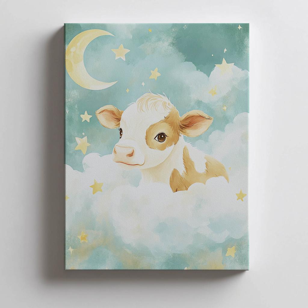 Plakat Krowa W Chmurkach Plakat Krowa W Chmurkach, 30X40 Cm, Bez Ramy, Płótno Premium Na Blejtramie