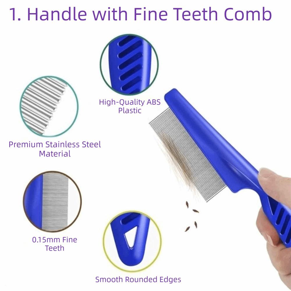 6Pcs/Set ABS Lice Comb Kit Fine-tooth Lice Nits Removal Comb  For Small, Medium & Large Pets