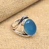 Blue Chalcedony Gemstone 925 Sterling Silver Handmade Jewelry Ring For Women