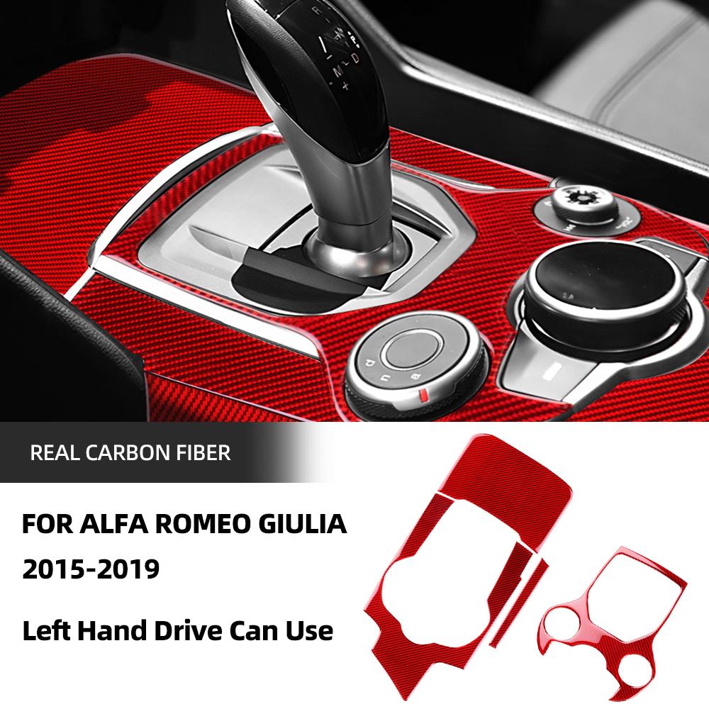 For Alfa Romeo Giulia 2015-2019 Carbon Fiber Central Console Gear Shift Storage Box Panel Frame Cover Car Protector Sticker Trim