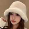 Warmer Winter Fisherman Hat Imitation Mink Fur Anti-cold Bucket Hat Elegant Plush Basin Cap  Daily