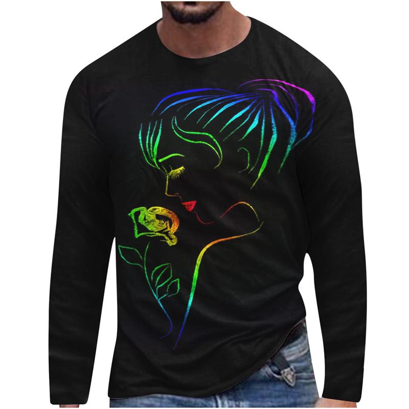 Harajuku 3D Men's Casual Long Sleeve T-shirt Flower 3D Printed Loose Summer Fashion Street Loose Oversized T Shirt Casual Loose