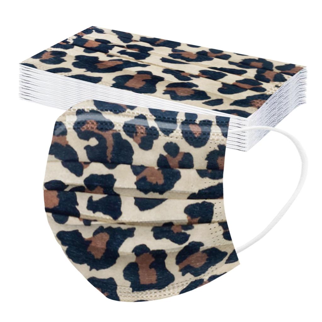 Трехслойная одноразовая пыленепроницаемая защитная маска с леопардовым принтом для взрослых