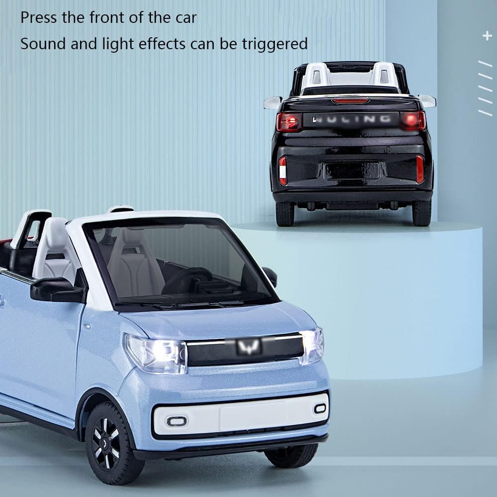 Масштаб 1/24 WuLing MINI EV, имитация украшения автомобиля, литой грузовик из сплава, статическое электричество может открыть дверь, игрушечный автомобиль, подарок для взрослых для любителей коллекции