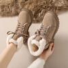 Lace-up Ladies Shoes Elegant With Low Heels Laces Women's Snow Boots Round Toe Padded Anti Slip Comfortable High Quality Plush
