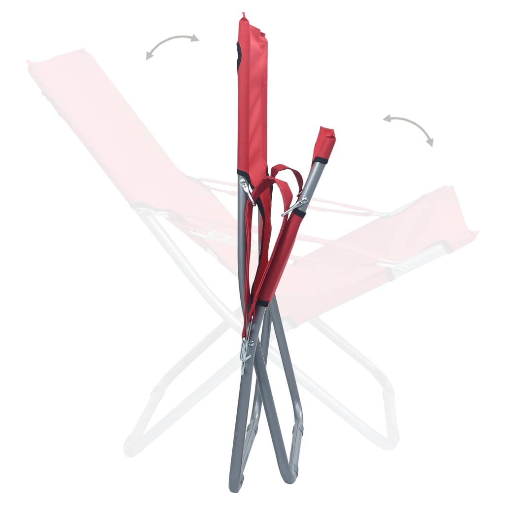 Foldable Beach Chairs 2 pcs Red Fabric