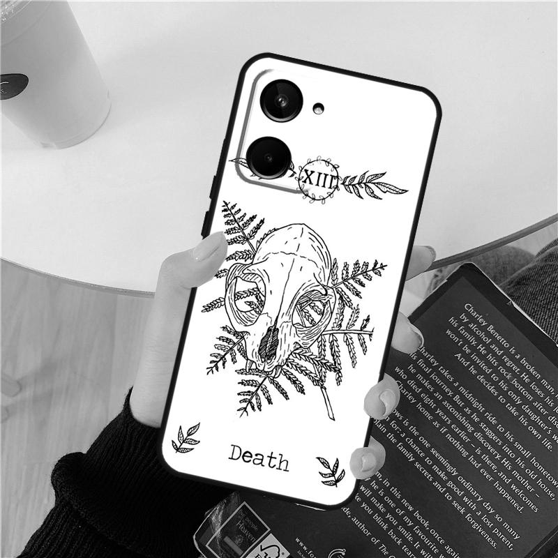 Death Tarot Cat Case For Realme GT 6 6T 5 GT7 Pro 10 11 12 13 14 Pro Plus C53 C51 C21Y C25S C55 C67 C61 C75