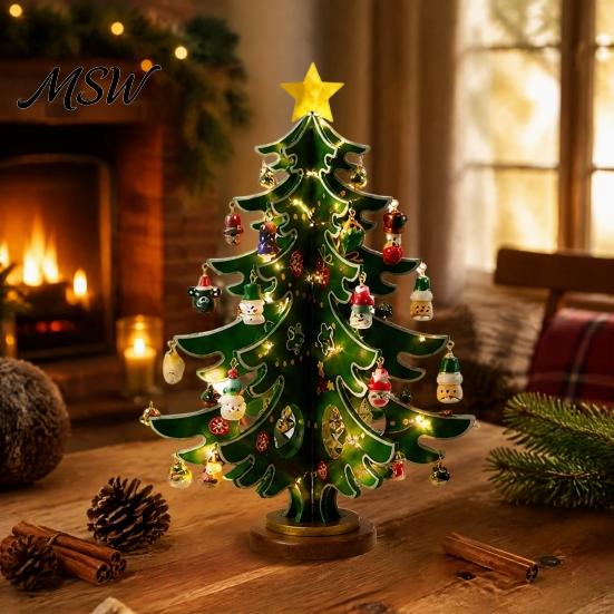 Holiday Countdown Ritual Gift Wooden Christmas Tree Advent Calendar 2026, 24-Day Tabletop Xmas Family Activity Set Ornaments for Party Supplies, Home