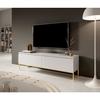 Meuble TV - BEMMI - 150 cm - blanc avec pieds dorés