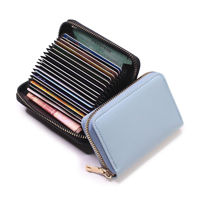 Business Card Holder Wallet Women/men Gray Bank/ID/Credit Card Holder 20 Bits Card Wallet PU Leather Protects Case Coin Purse