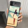 Surf Board Aesthetic Hard PC Phone Case For Samsung Galaxy Z Flip 7 6 5 4 3 Black ZFlip7 ZFlip6 Flip5 Flip4 Flip3 5G Print Cover