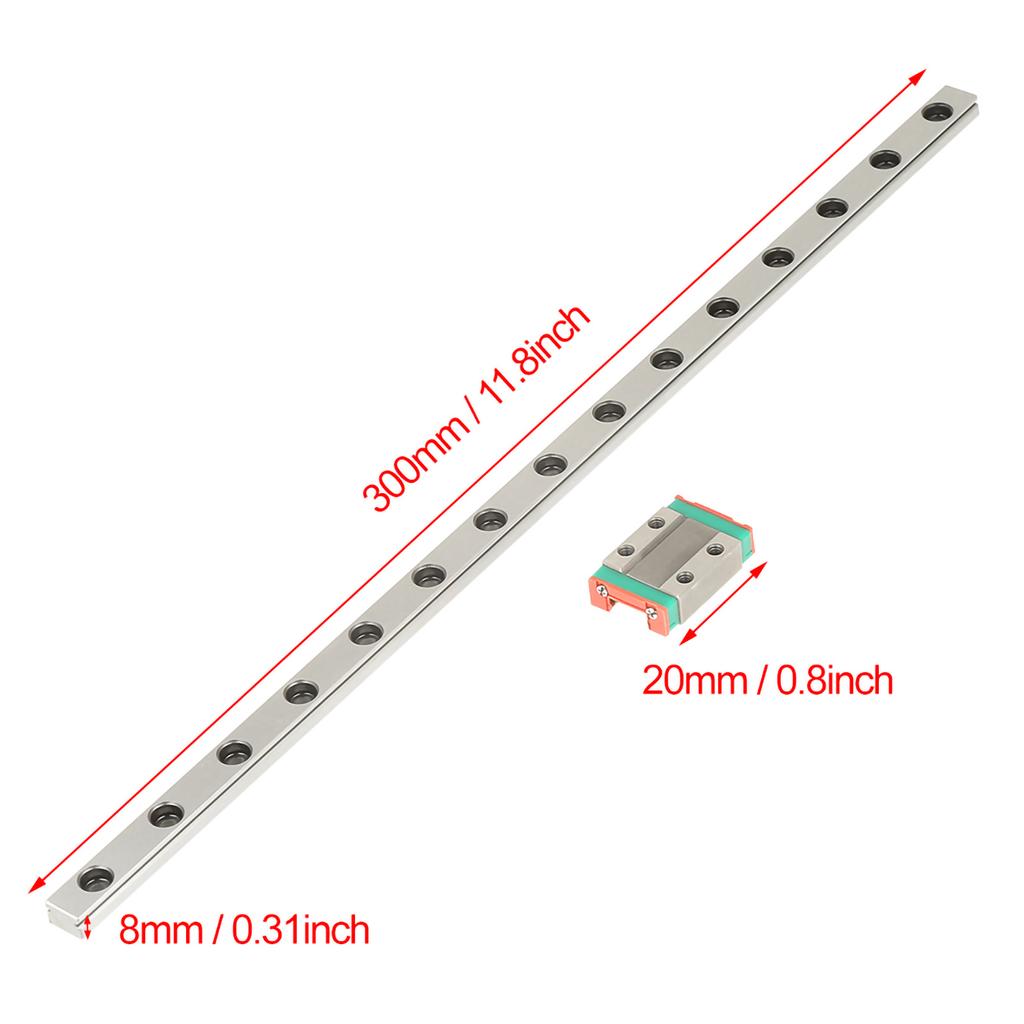 1pc Steel High Precision Miniature Linear Sliding Rail Guide Block 300mm 11.8inch