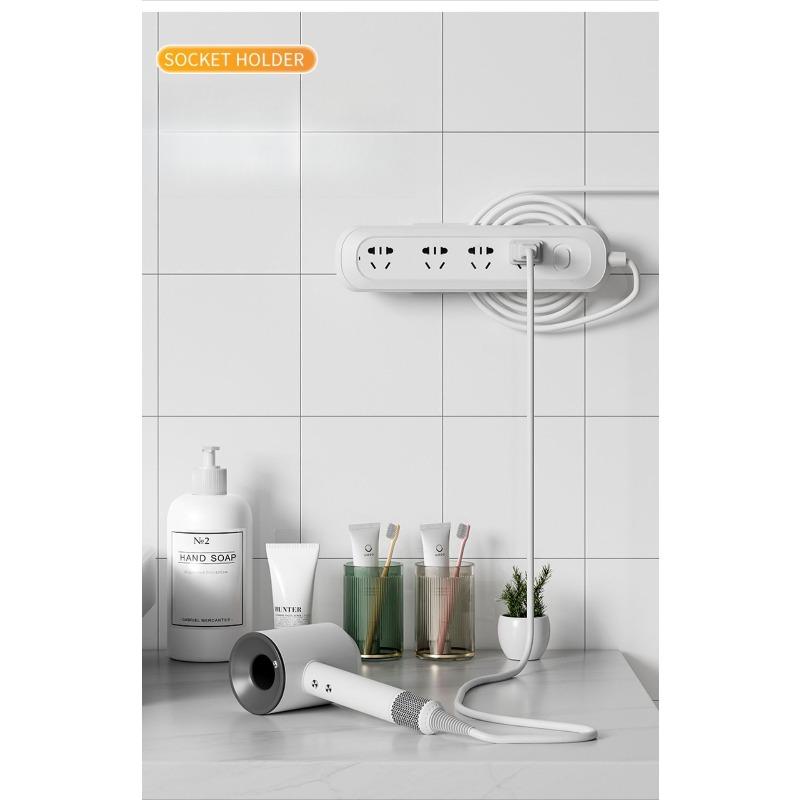 Self Adhesive Plug Holder, Wall Mounted No Drilling Socket Fixing Sticker, Home Seamless Sticker, Nail Free Creative Plug Holder