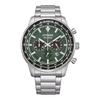 Мужские часы Citizen Ca4500-91X, Хронограф, Eco Drive, Зеленый циферблат, Нержавеющая сталь, Серебристый, Современные