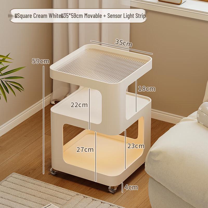 Minimalist Mobile Bedside Table with Sensor Light