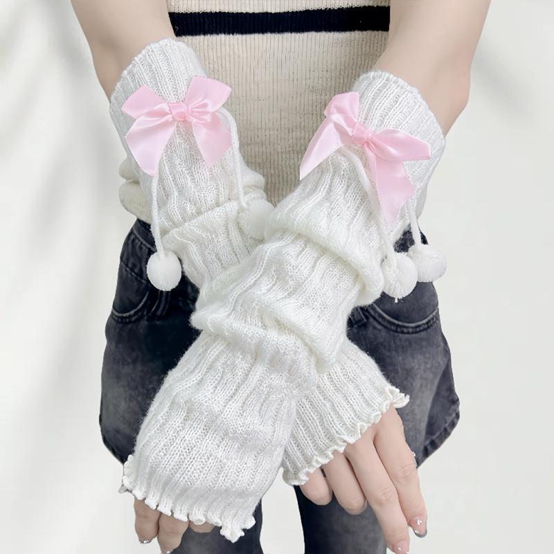 Новогодний Рождественский Подарок Красные Вязаные Нарукавники Девочки Теплые Милые Перчатки Без Пальцев