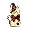 Rustic Witch Cat Decor Double Side Desktop Decoration Wooden Halloween Figurine  Indoor Decor