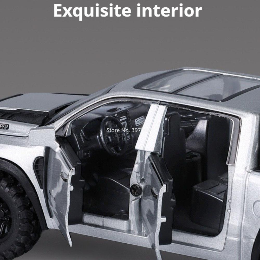 1:32 Scale RAM 1500 TRX Prado Car Model Toy Sound Light Doors Opened Pull Back Off-road Pickup Models Home Decor Decoration