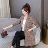 Элегантное шерстяное пальто в сетку, женское тонкое пальто средней длины, осенне-зимние куртки, однобортный шерстяной пиджак, верхняя одежда 5XL