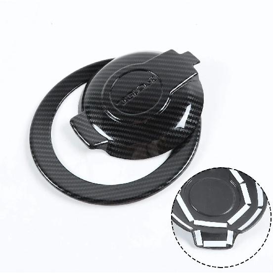 Carbon fiber Look fuel tank cover trim Accessories Gas Door For Dodge Challenger 2008-2023 ABS Car Fuel Tank Cap Trim Sticker