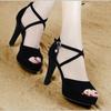 Fashion 2024 Summer New Women High-heeled Sandals Korean Fashion Fish Mouth A Word Buckle Strap Casual Big Size Women Roman Shoes Pumps