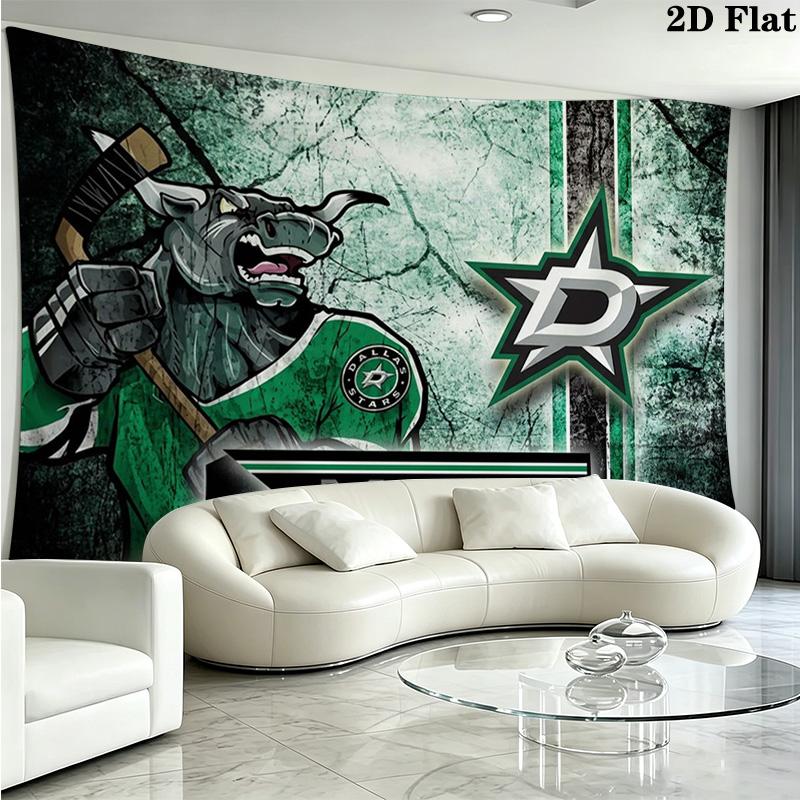Dallas Stars Wall Tapestry Aesthetic Wall Hanging Printed Fabric Blanket Decorative Tapestries for Bedroom Living Room Home Decor