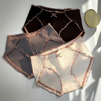 Корейские бесшовные женские трусы-бикини большого размера из чистого хлопка со средней талией, дышащие, для студентов