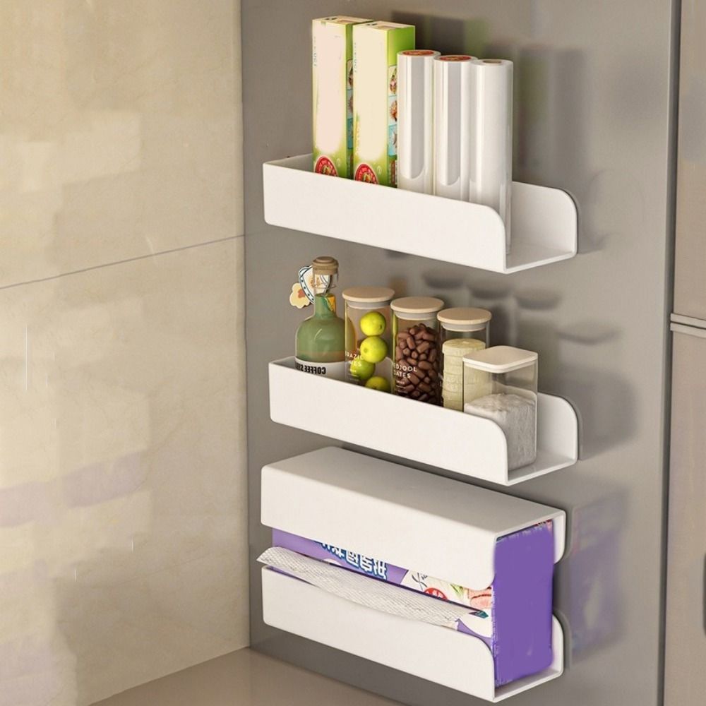 Self Adhesive Refrigerator Tissue Box Punch Free Detachable Storage Box Tissue Holder Cabinet
