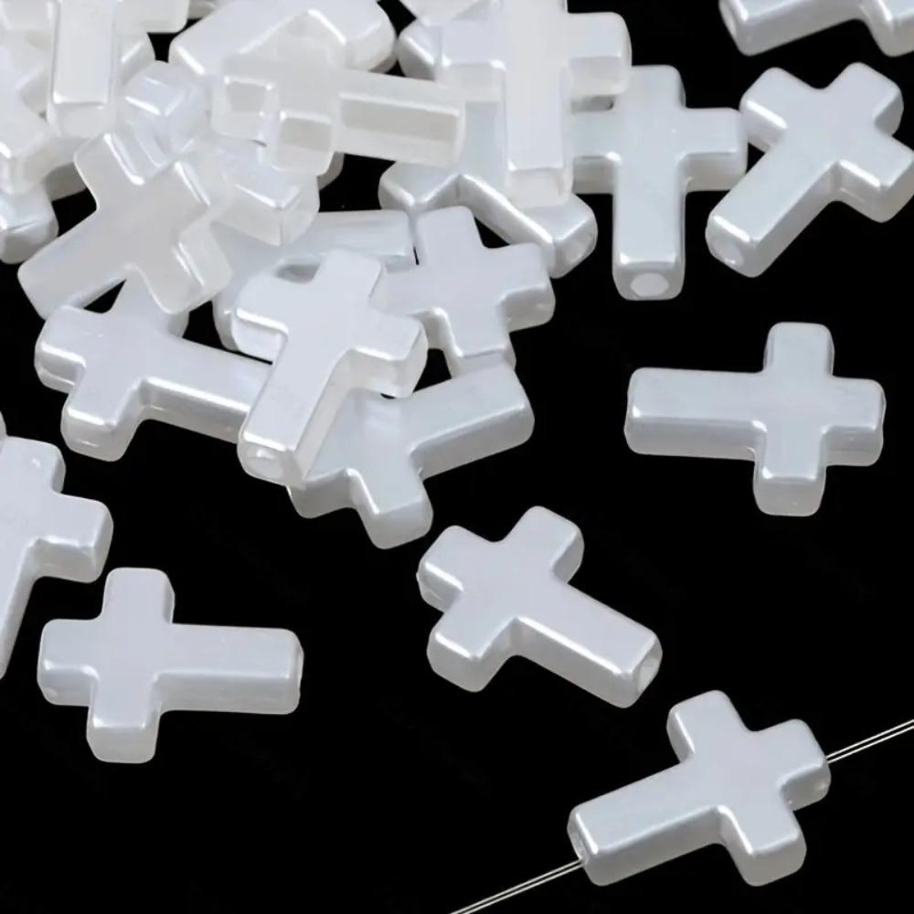 60pcs White Cross Loose Spacer Beads Handmade Bracelet Necklace Accessories Necklace