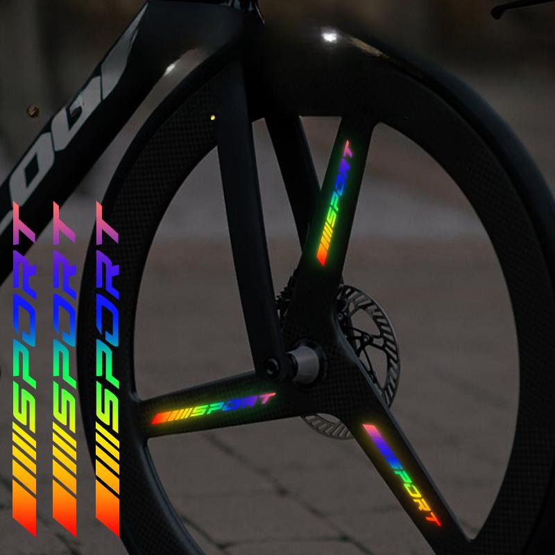 4 шт. универсальные светоотражающие наклейки на обода, декоративные полосы для обеспечения безопасности автомобиля в ночное время, светоотражающие наклейки со спортивным логотипом.