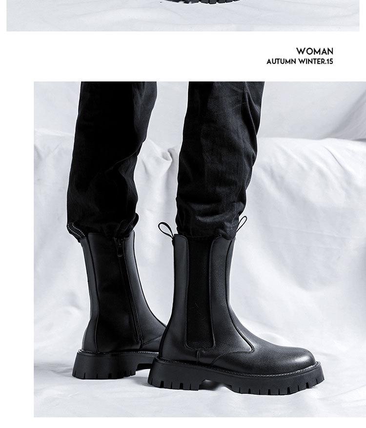 Осень 2024 г. Мужские модные ботинки Chelsea Martin на толстой подошве с высоким берцем