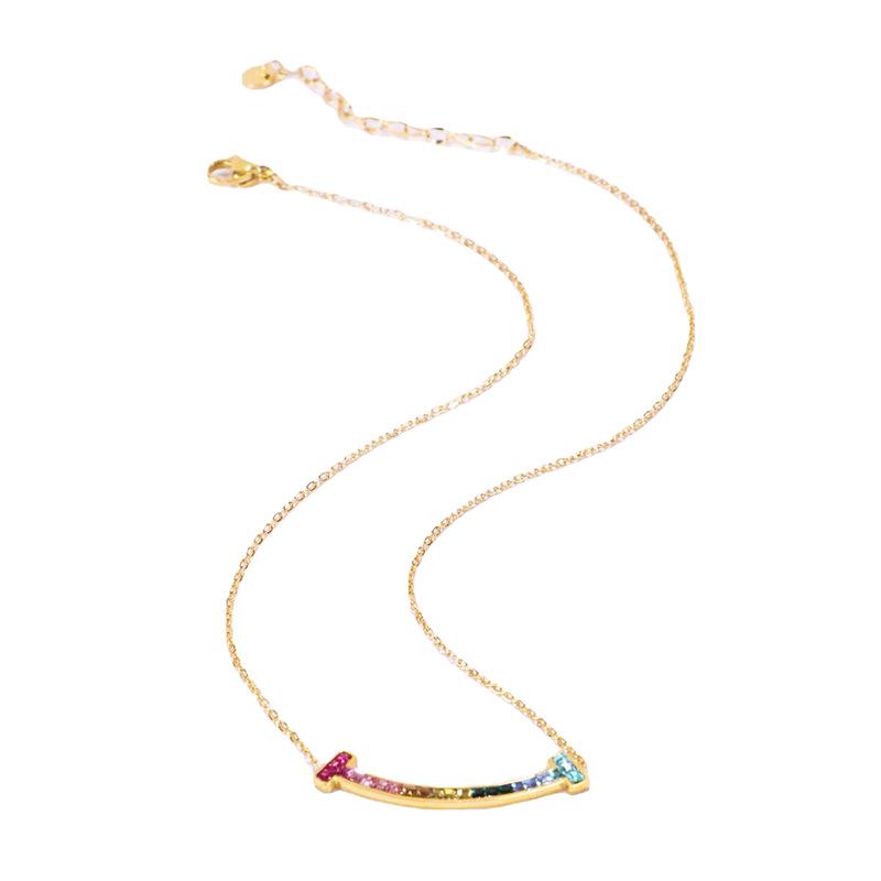 Женское ожерелье с подвеской из титана и радужного циркония, универсальная металлическая цепочка для свитера, модный аксессуар Niche