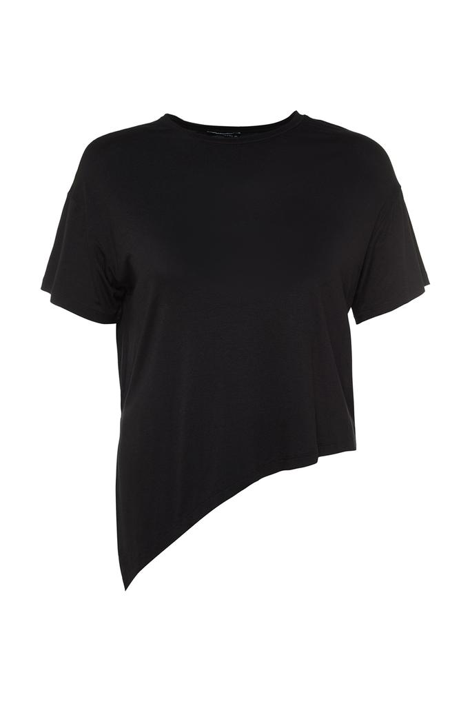 Women's Fashion New Plus Big Size Blouse Black Tie Detailed Knitted Blouse