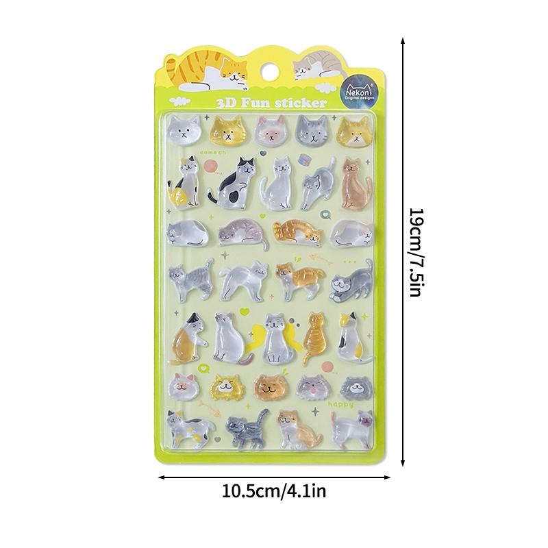 Nekoni 3D Cute Stickers Cartoon Animal Puff Sticker Diy Stickers For Scrapbooks Planner Journals Laptops Phone Case Decoration