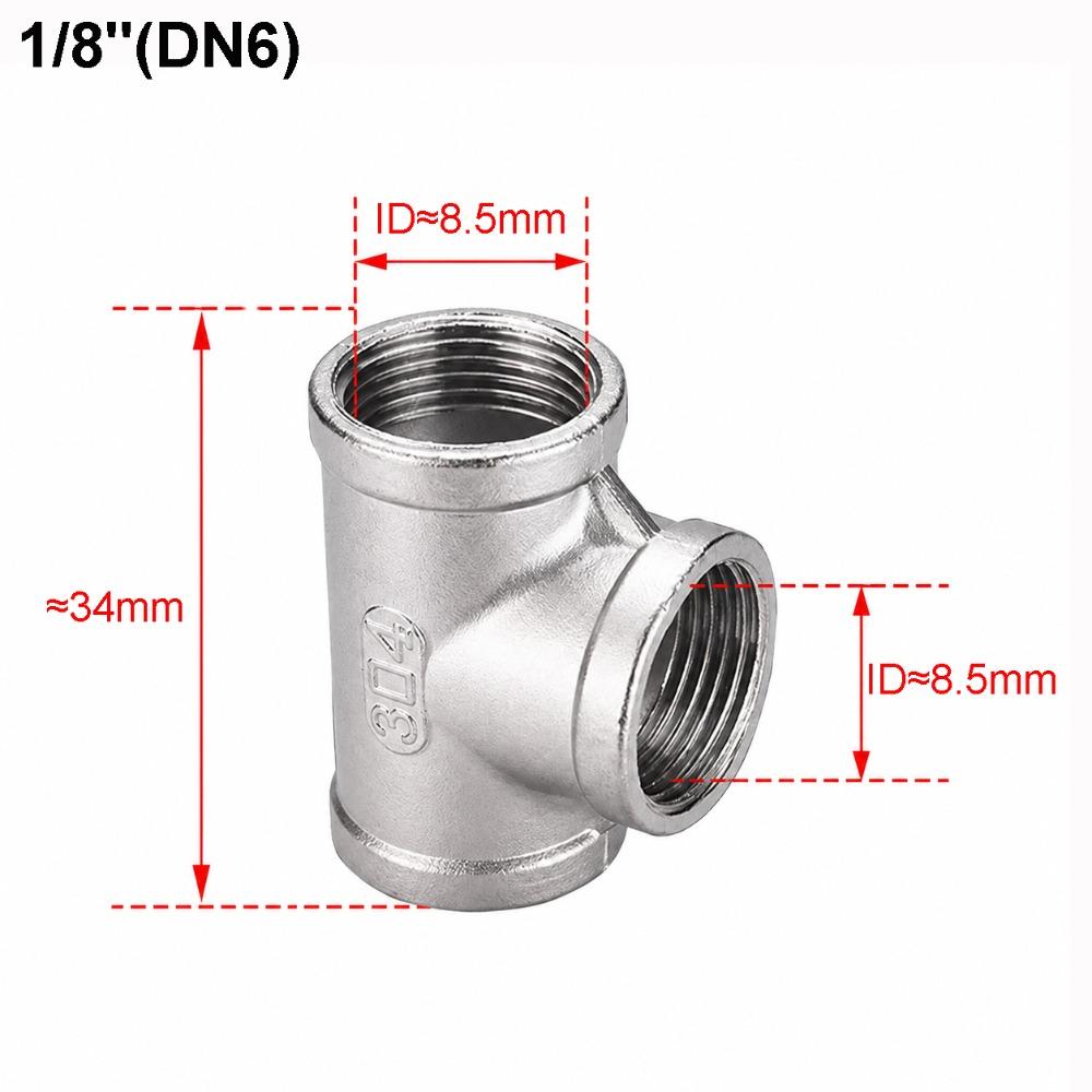 304 Stainless Steel Pipe Fitting BSP Female Thread Three-Way Female Thread Adapter 1/8" 1/4" 3/8" 1/2" 3/4" 1" Pipe Tee Adapter