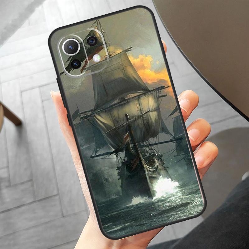 Sailing Pirate Ship Boat Case For Xiaomi 14 Ultra 11T 12T 13T Pro 12 13 Lite POCO F6 Pro M6 X3 X5 X6 M5s F3 F5 Cover